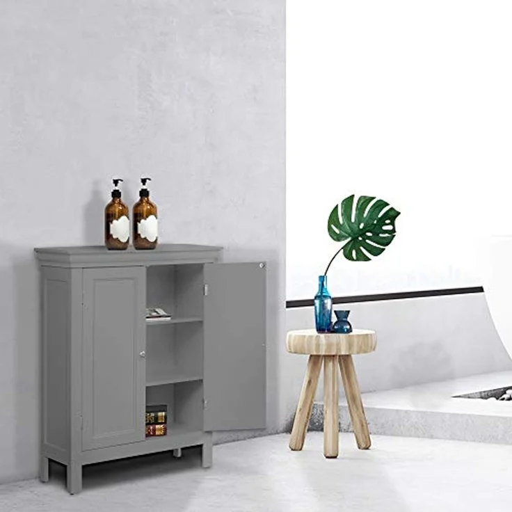 Teamson Home Stratford Badezimmerbodenschrank grau EHF-676G mit 2 Regalen – Bild 2