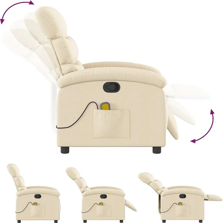 vidaXL Massage-Relaxsessel, cremefarbener Stoff 3205813 – Bild 6