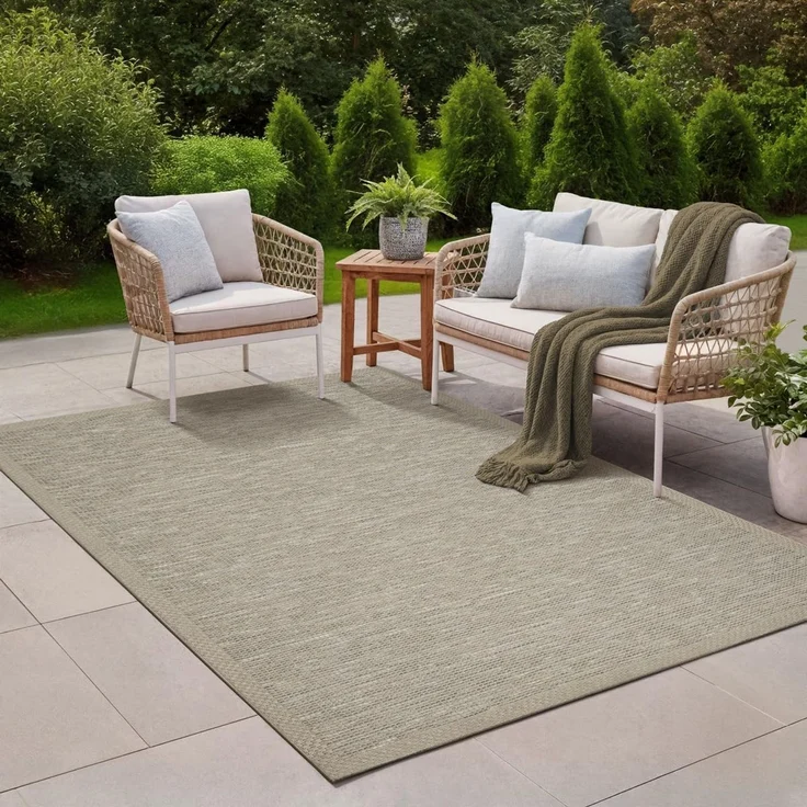 the carpet Calgary - robuster Teppich, Flachgewebe, modernes Design, ideal für Küche und Esszimmer, Vintage-Optik, Boho-Style, besonders flach, auch für den Außenbereich, Beige-Grau, 67x180 cm – Bild 1