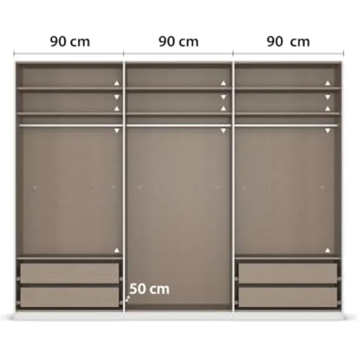 Rauch Möbel LUNIK, Kleiderschrank, Farbe Beige, Breite 271 cm – Bild 8