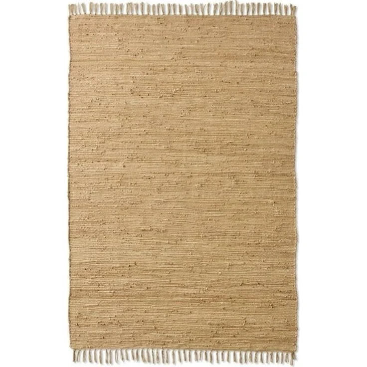 TaraCarpet Teppich Flickenteppich TaraCarpet Sylt mit Fransen, rechteckig, Höhe: 5 mm, Wohnzimmer Schlafzimmer Küchenteppich nachhaltig beige 070x250 – Bild 4