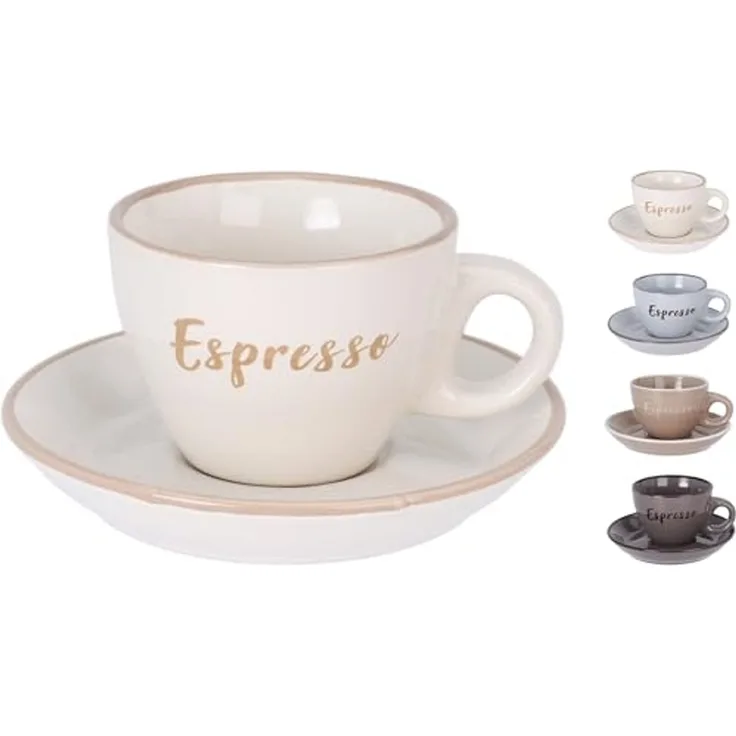 Annastore Espressotasse 4-tlg. Set Kaffeetassen mit Unterteller aus Keramik Cappuccino-Tassen, Espressotassen, Spülmaschinengeeignet