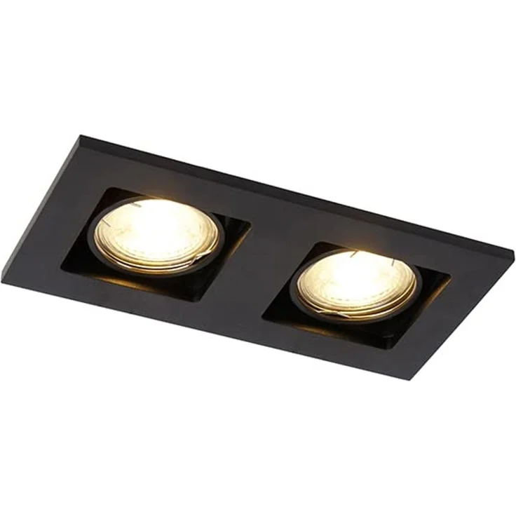 Qazqa LED Einbaustrahler Qure, ohne Leuchtmittel, GU10, Schwarz, Modern, Aluminium, 2-flammig – Bild 2