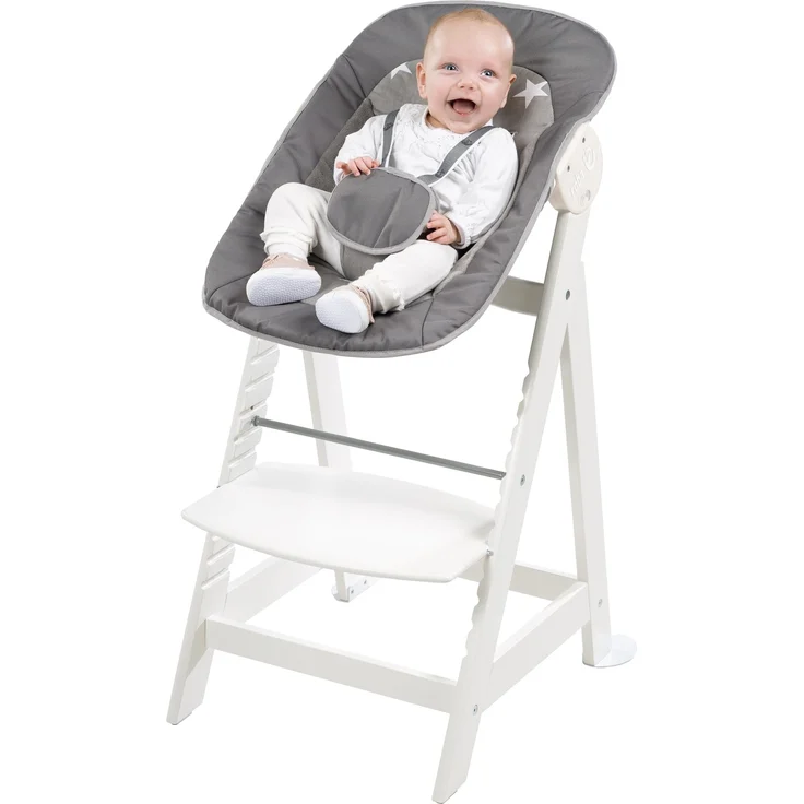 roba Treppenhochstuhl 'Born Up' - Set 2 in 1 - 'Little Stars' - mit Liegefunktion - ab Geburt - Weiß – Bild 6
