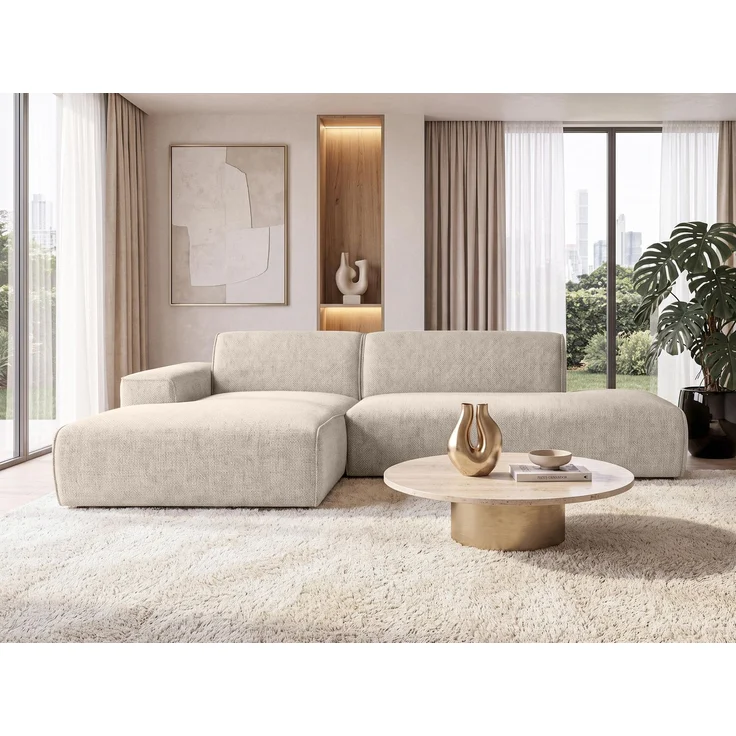 AX LIVING Ecksofa Modern Didim Duo 284 cm Beige Chenille Sofa L – Bild 3