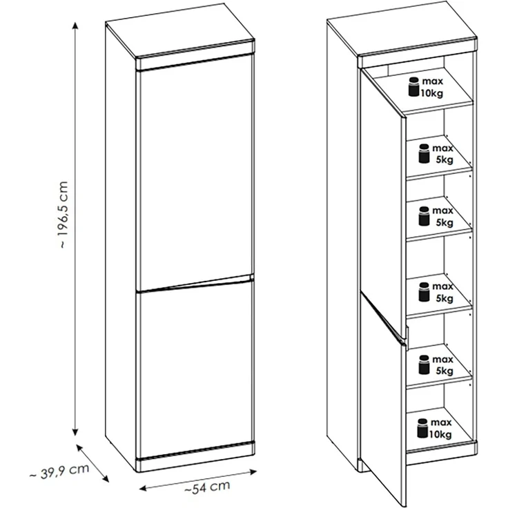 Garderoben Hochschrank modern in Eiche TRIPOLI-129 – Bild 6