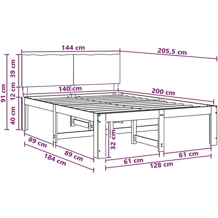 vidaXL Doppelbettgestell mit Kopfteil ROSTOCK Dunkelbraun 140 x 200 cm 3405446 – Bild 10