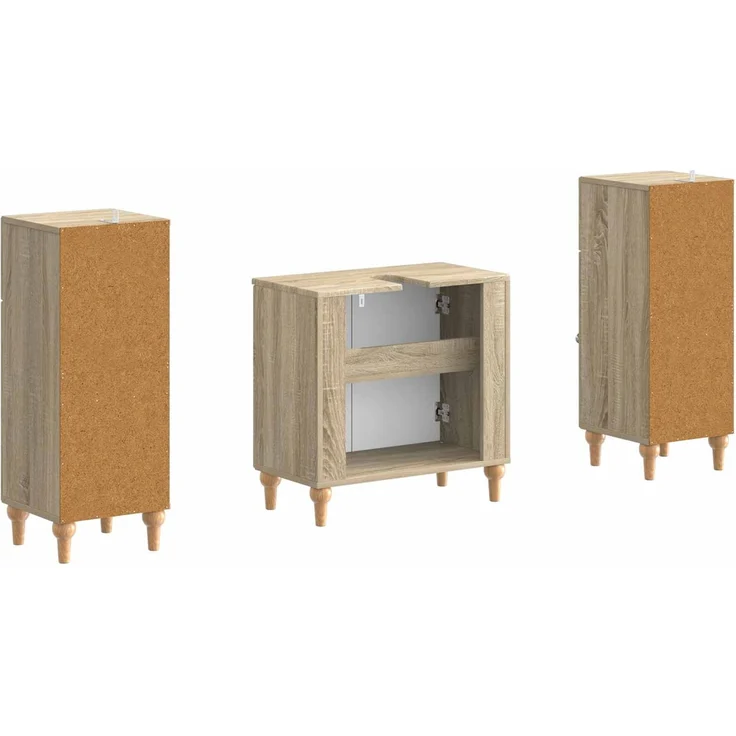 vidaXL 3-teiliges Badezimmer-Schranksystem ALKMAAR 3 stk. Sonoma-Eiche 3417992 – Bild 5
