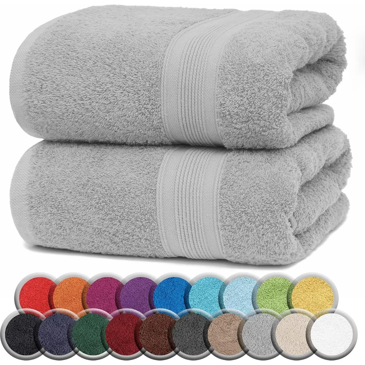 NatureMark 2er Pack SAUNATÜCHER Premium Qualität 80x200 cm SAUNATUCH Sauna-Handtuch 100% Baumwolle Farbe: Silber grau