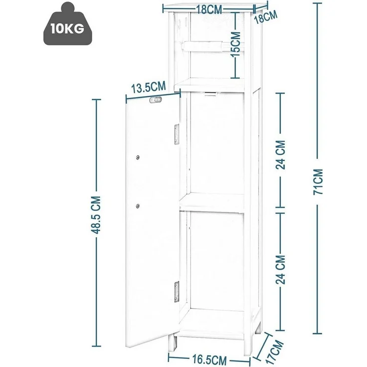 EUGAD Toilettenpapierhalter (1-St), freistehend, schmal mit Tür, 18x18x71 cm – Bild 2
