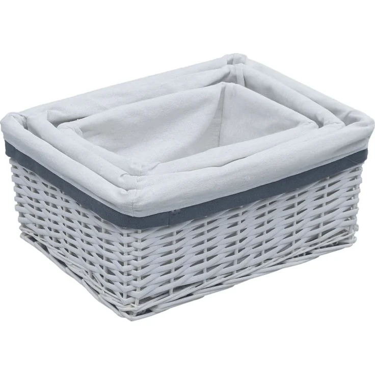 vidaXL 3-tlg. Korb-Set Ineinander Schachtelbar Weiß Weidengeflecht 286976 – Bild 1