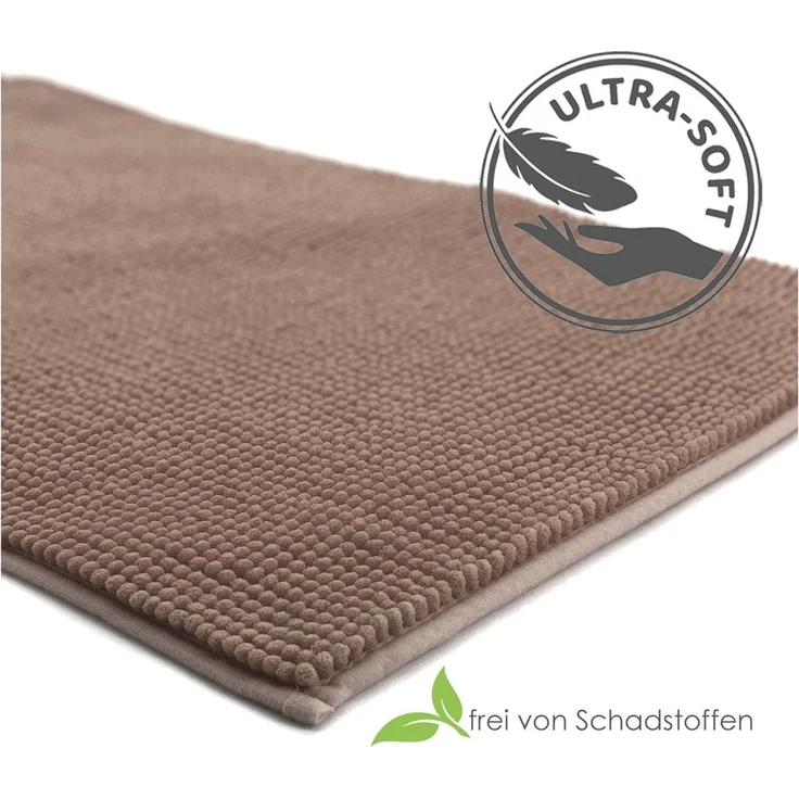heimtexland Badematte Badvorleger Chenille Badteppich Duschvorleger, rutschhemmend beschichtet, Fußbodenheizung geeignet, schnell trocknend, strapazierfähig, fußbodenheizungsgeeignet, rutschfest, saugstark, Polyester, rechteckig, 50x80 cm, Hochflor, su... – Bild 4