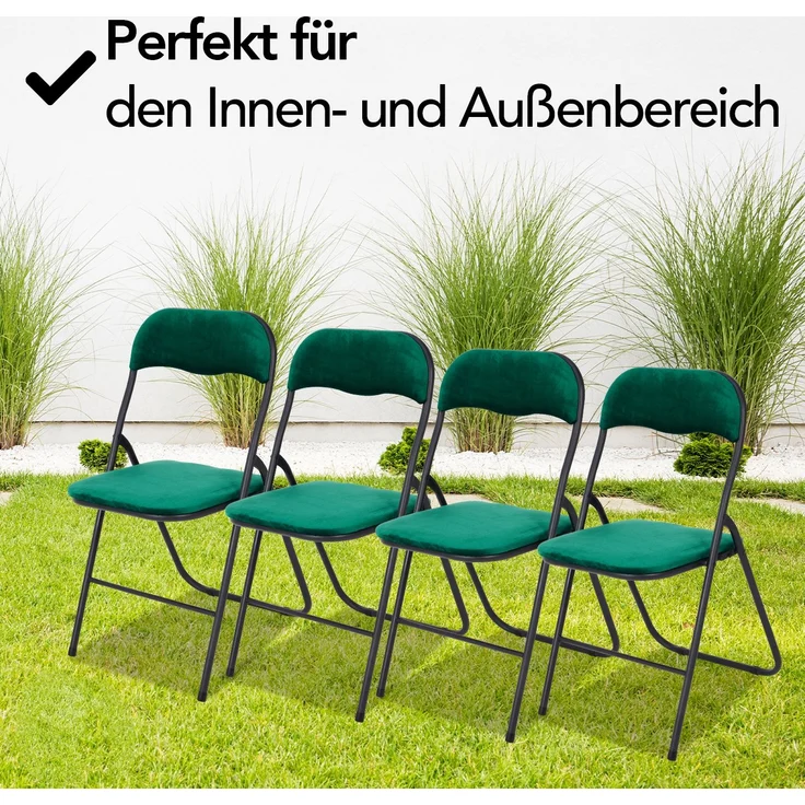 Brixy Klappstühle - 2er Set - Klappstühle - Samt - Esstischstühle - Klappstühle - 43 x 47 x 80 cm - Stühle - Grün – Bild 6