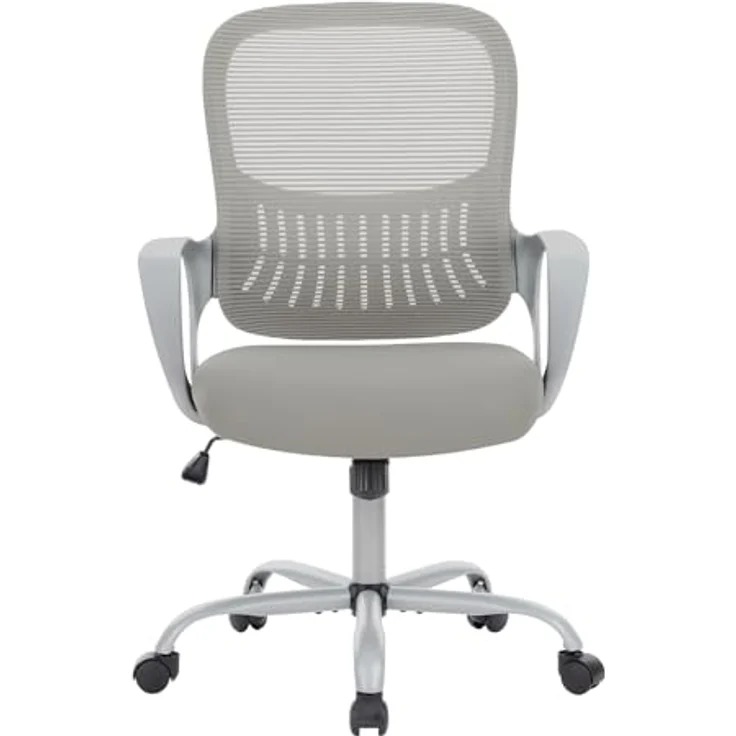 Sweetcrispy Bürostuhl Ergonomisch, Schreibtischstuhl mit Lendenwirbelstütze, Verstellbaren Armlehnen Drehstuhl, Höhenverstellbarer Office Chair, Bürostühle Geeignet für Büro und Schlafzimmer (Grau) – Bild 1