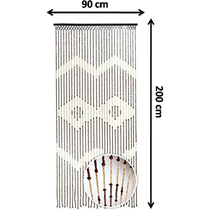 Kobolo Türvorhang Holzperlenvorhang Valencia mit Zackenmuster 90x200 (1 St), Ösen, transparent – Bild 4
