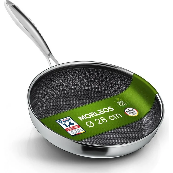 Morleos Bratpfanne 32 cm Keramik Pfanne Induktion Kratzfest Antihaft, Edelstahl (1-tlg, Pro Performance 3.0), 5-Schicht, 3mm, 1,67kg, backofenfest, spülmaschinengeeignet, Antihaft – Bild 1
