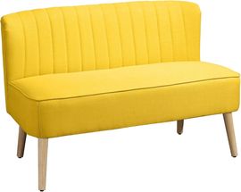HOMCOM 2-Sitzer Sitzmöbel, Loungesofa aus samtartigem Polyester, Gelb