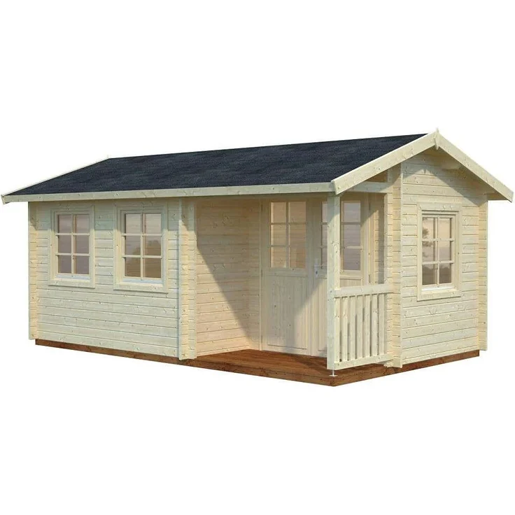 Palmako Gartenhaus Susanna 124 m² Gartenhaus aus Holz Holzhaus mit 44 mm Wandstärke Blockbohlenhaus mit Montagematerial – Bild 2