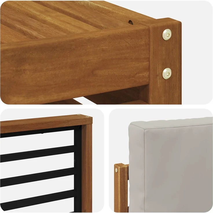 vidaXL Outdoor-Sofagarnitur 5 stk. 4-Sitzer Natur und Hellgrau 3374781 – Bild 7