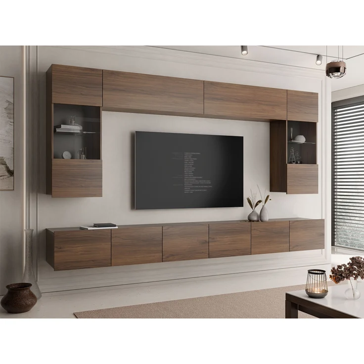 Wohnwand Calabrini I (Farbe: Nuss Warmia, ohne Beleuchtung) – Bild 2