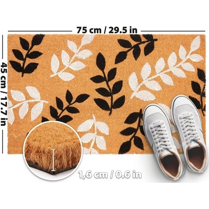 BRUBAKER Fußmatte Blumen und Pflanzen - 45x75 cm Schmutzfangmatte - Kokos Fußabtreter, Rechteckig, Höhe: 16 mm, Antirutsch Türmatte für Außen und Innen - Wetterfest und Rutschfest – Bild 4