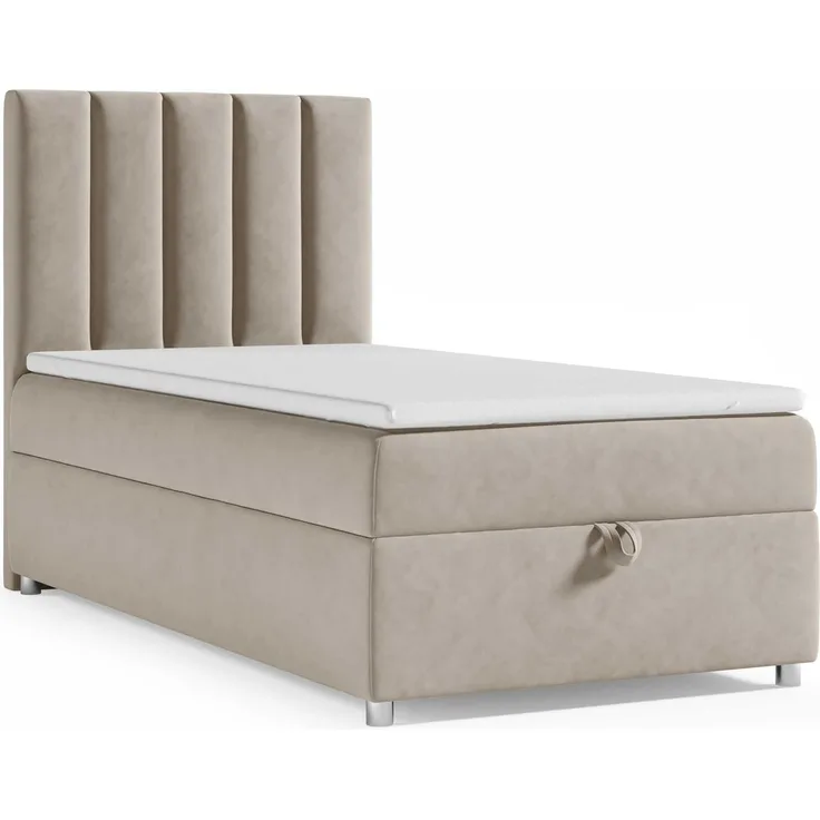 Best for Home Boxspringbett K10 SINGLE mit Bettkasten mit Lieferung (Beige 80x200)