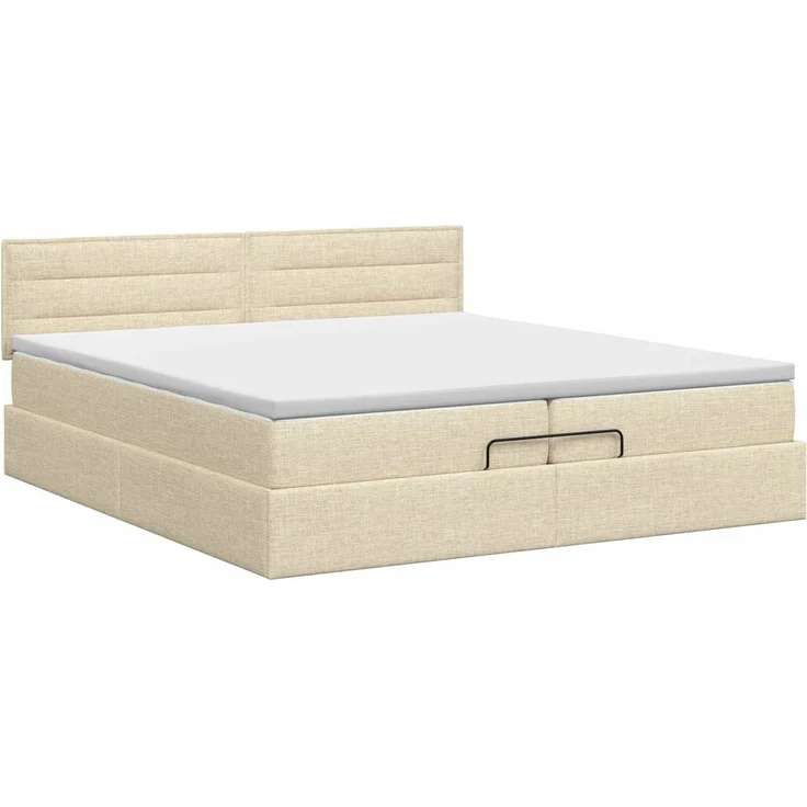 vidaXL Ottoman Bett mit Matratze mit Kopfteil Creme 200 x 200 cm Stoff 3456273 – Bild 8