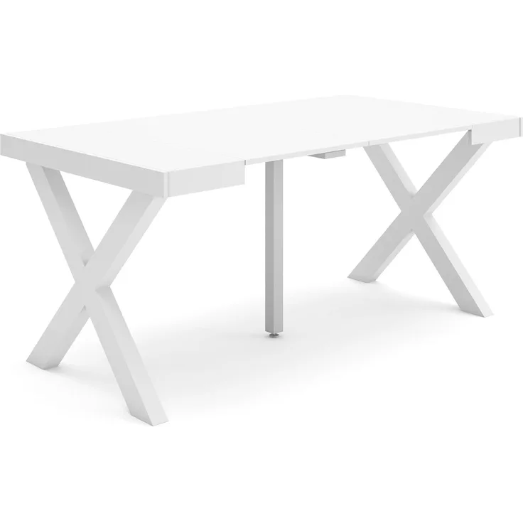 Skraut Home | Ausziehbarertisch | Multifunktionaler ausziehbarer | 160 | Für 8 Gäste | Massivholz Beine | Moderner Stil | Weiß