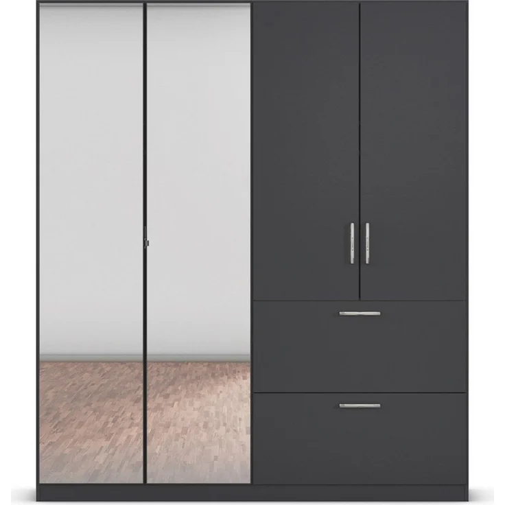 rauch Drehtürenschrank Kleiderschrank Schrank Garderobe Schlafzimmerschrank PADUA voll aufgelegte Spiegeltüren, zwei große Schubladen MADE IN GERMANY – Bild 4
