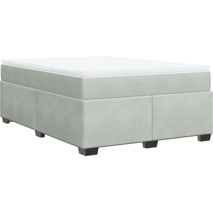 vidaXL Boxspringbett mit Matratze Hellgrau 140x190 cm Samt 3285281 – Bild 2
