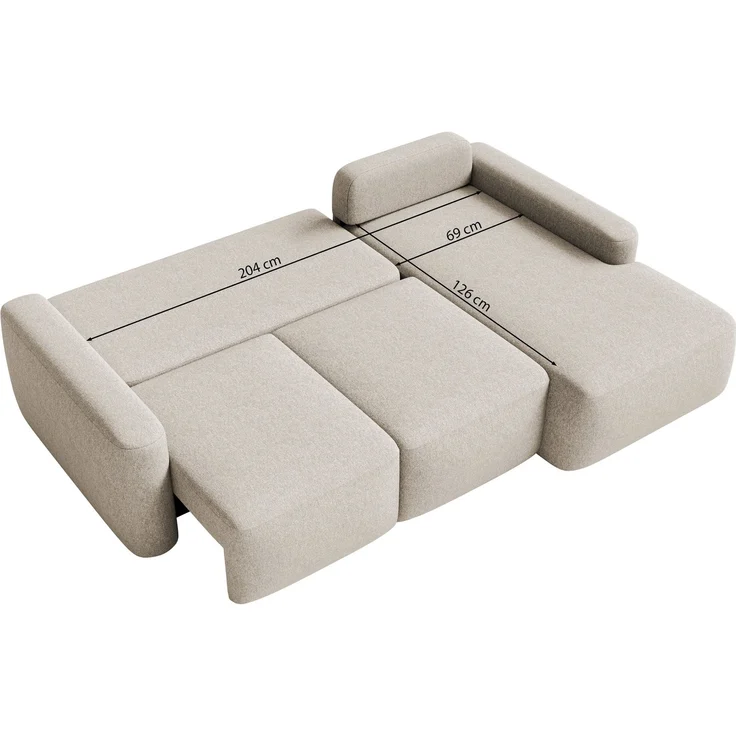 Selsey 'Carnos Mini' Ecksofa mit Schlaffunktion, Ottomane rechts, Chenille pflegeleicht, Creme – Bild 9