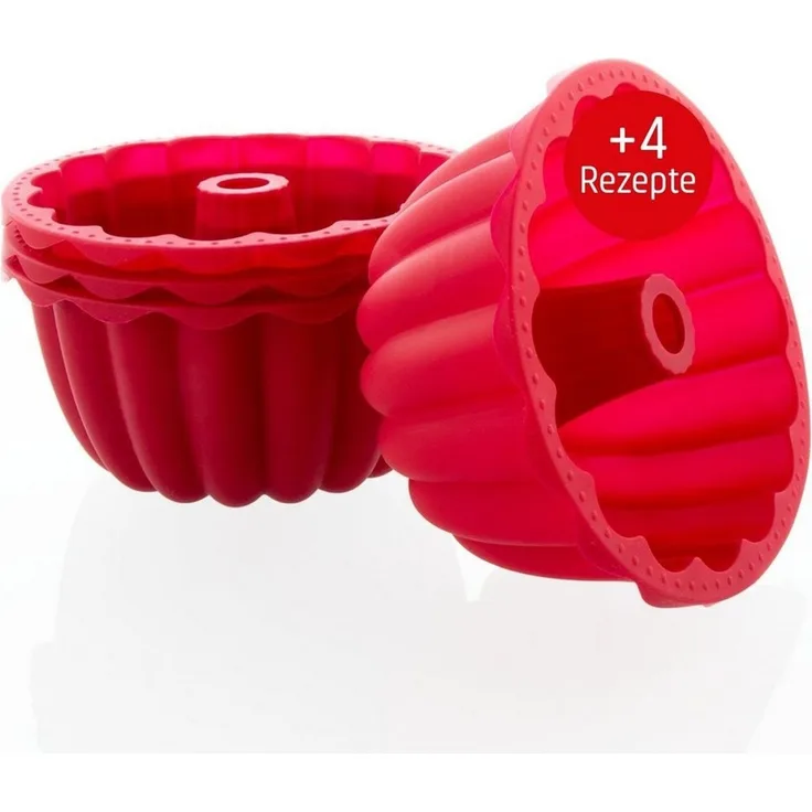 Coolinato Backform Coolinato Silikon Dessert Backformen Set 4tlg. ROT, inkl. Rezepte