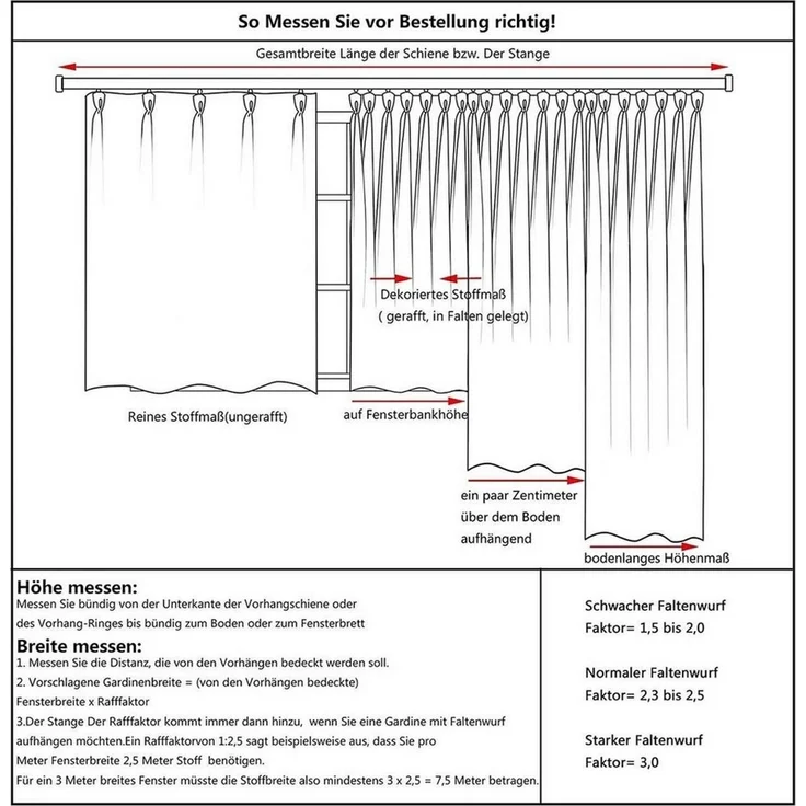 Woltu Gardine (1 St), blickdicht, Blickdicht mit Kräuselband für Schiene, 250 g/m² – Bild 3