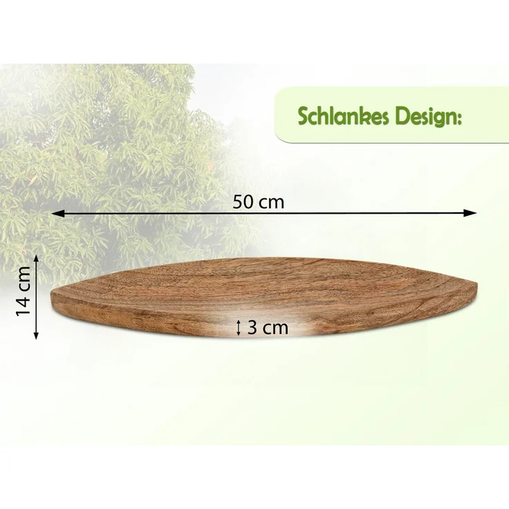 Amagohome Dekoschale Dekoschale B40xH3xT14cm Holzschale Boot schiffförmig Mangoholz massiv – Bild 2