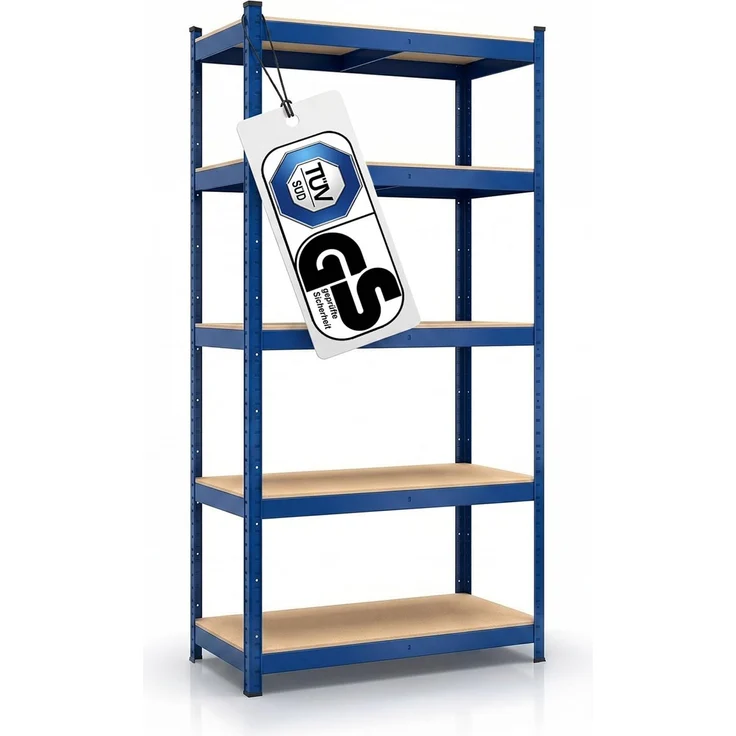 BELKO® Schwerlastregal C114 Blau, 180x90x40 cm, Lagerregal & Kellerregal, Metallregal mit 5 Böden, Steckregal bis 875kg extrem belastbar (175kg pro Ebene), Werkstattregal