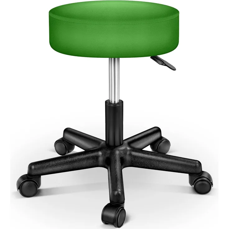 TRESKO Rollhocker höhenverstellbar Grün | Drehhocker 10 cm Dicke Polsterung | Arbeitshocker 360° drehbar | Hocker