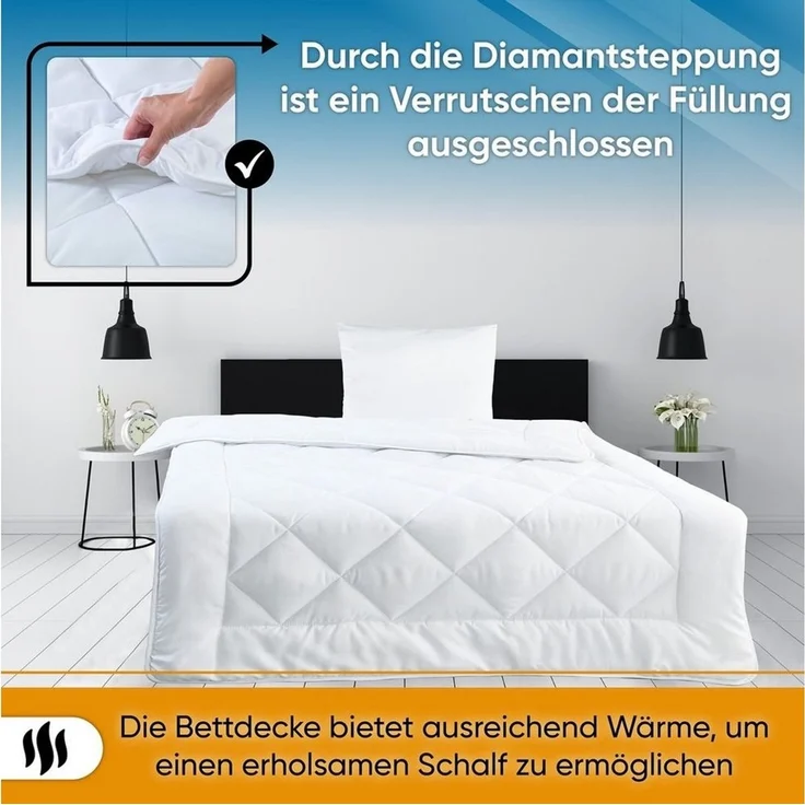 Malika Bettdecke + Kopfkissen 135x200 Bettdecken Set, Füllung: Polyester, Ganzjahresdecke, Steppbett, Steppdecke – Bild 3