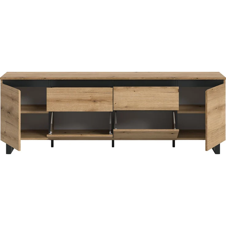 Lowboard B/H/T: 188x65x36 cm in Evoke Oak Nachbildung und schwarz – Bild 3