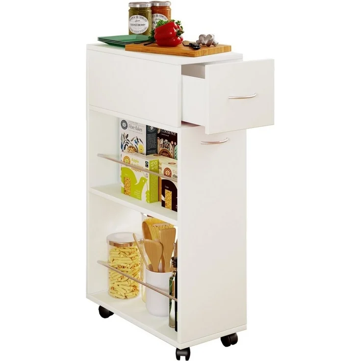 VCM Küchenmöbel Servierwagen Tusal 916896 Weiß H. 85 x B. 25 x T. 50 cm – Bild 2