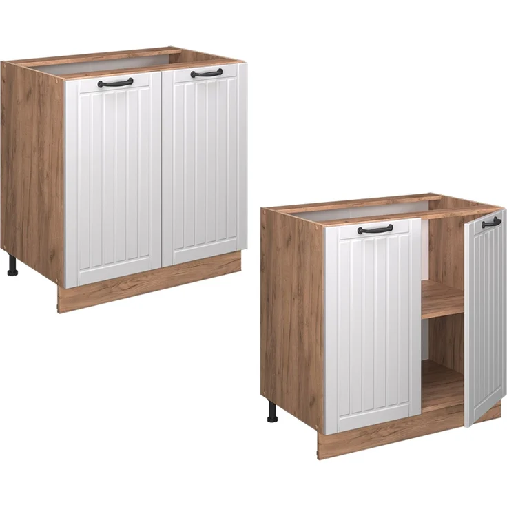 Küchenunterschrank Fame-Line Weiß Landhaus 80 cm mit Regal, ohne Arbeitsplatte Vicco – Bild 5