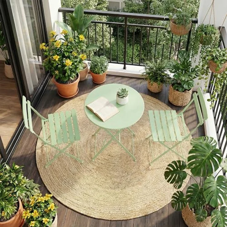 Bistroset 3-Teilig Mit Bistrotisch&2 Klappbaren Stühlen, Gartenmöbel Set – Bild 6
