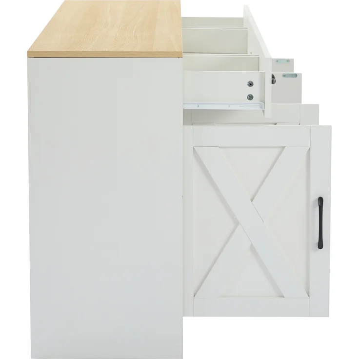 Sideboard MDF mit 3 Schubladen & 4 Türen 160x37x75 cm, Weiß – Bild 8