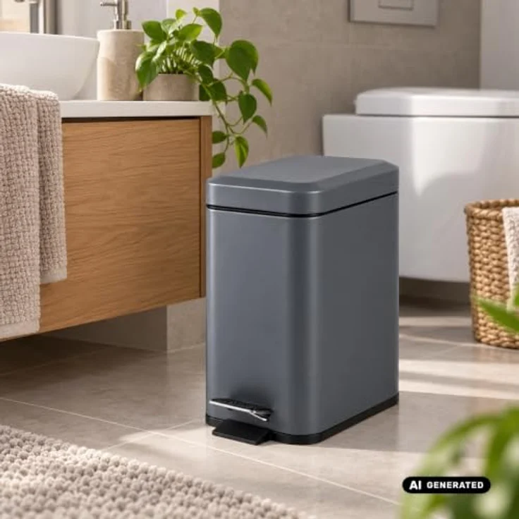 Urban Living 5 Liter Tret-Mülleimer Kosmetikeimer Tretmülleimer 37451 Dunkelgrau – Bild 3