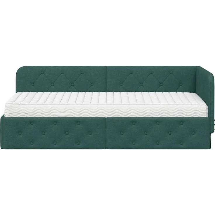 vidaXL Eckbettgestell mit Matratze Dunkelgrün 80 x 200 cm Stoff 3394033 – Bild 4