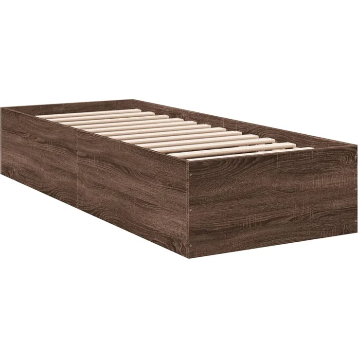 vidaXL Bettgestell ohne Matratze Braun Eiche 75x190 cm Holzwerkstoff 841992 – Bild 3