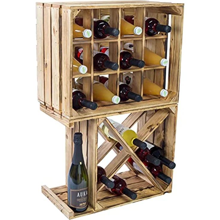 Kistenkolli Altes Land Allzweckkiste Weinregal "X" geflammt" Flaschenregal Weinkistenregal Weinkiste Holzki (Spar-Set) – Bild 8