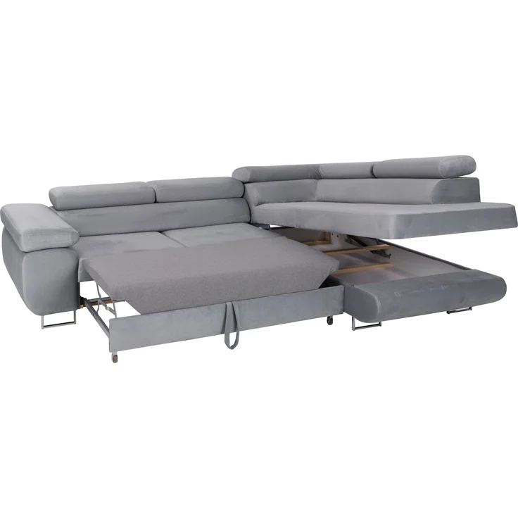Ecksofa in L-Form Mediolan, L-förmige Eckcouch mit Schlaffunktion, ausziehbares Sofa, 1 Bettzeugbehälter, verstellbare Kopfstützen, (Monolith 69), 72x201 cm – Bild 3