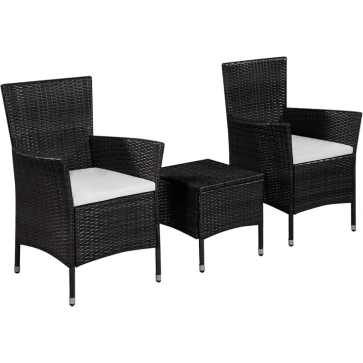 vidaXL 3-tlg. Bistro-Set Poly Rattan Schwarz 44094