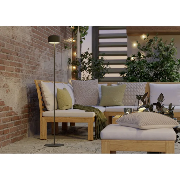 EGLO Solar Stehlampe Roccanova, Akku Standleuchte für Innen und Außen, Wohnzimmer Lampe touch dimmbar in 3 Stufen, Solarlampe aus Stahl in Grün, warmweiß, IP44