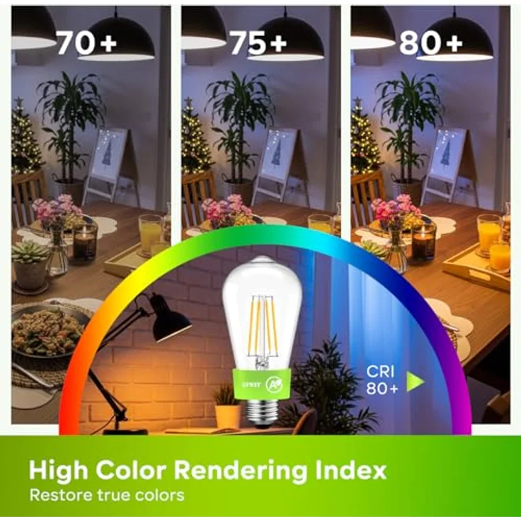 LVWIT 3.8W E27 E27 LED Warmweiss Energieklasse A, Filament Lampe Glühfaden ST64, 2700K Warmweiß, ultrahell 806 Lumen, ersatz 60W, Rustikalampe ST64, Nicht Dimmbar (6er Pack) – Bild 5